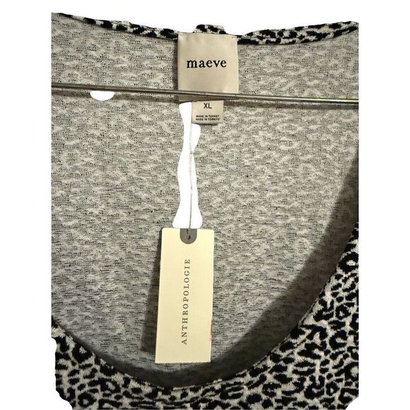 Brand New Anthropologie Maeve Peplum Scoop Neck Leopard Print Black White Tank - Picture 6 of 14